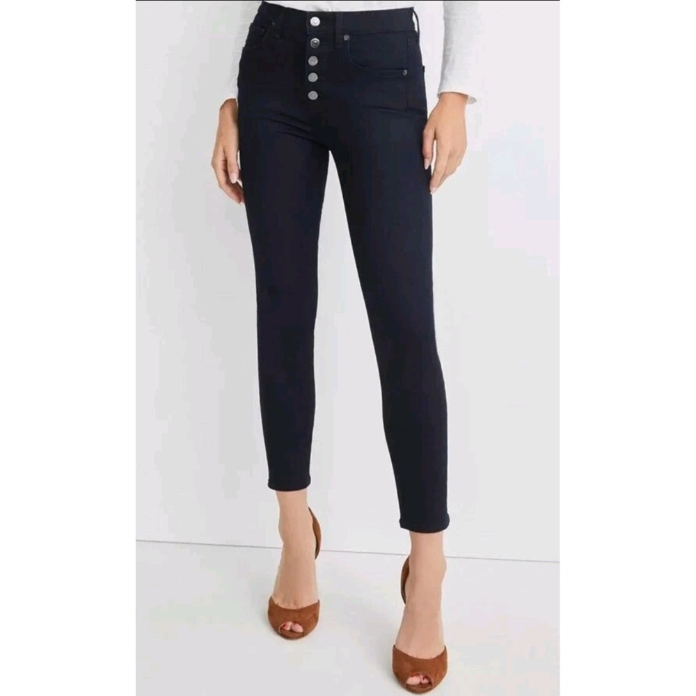 Veronica Beard Debbie Ankle Jeans Elevated Basic Deep Blue Button Fly Size 28x28